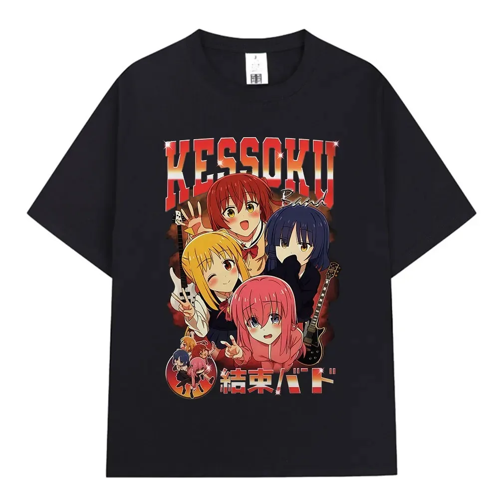 Japanese Anime Bocchi The Rock Gotoh Hitori Kessoku Band T-Shirt, Fashion Harajuku Style Cotton Loose Tee for Men and Women
