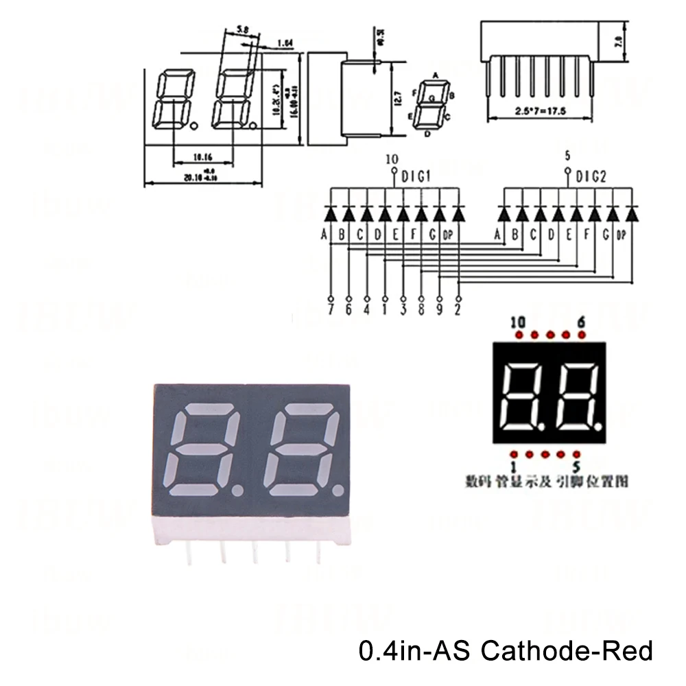 0.4inch 2 3 4 Digital tube Common AnodeCathode Red 2 3 4 Bit digital Tube LED Display 7 segment
