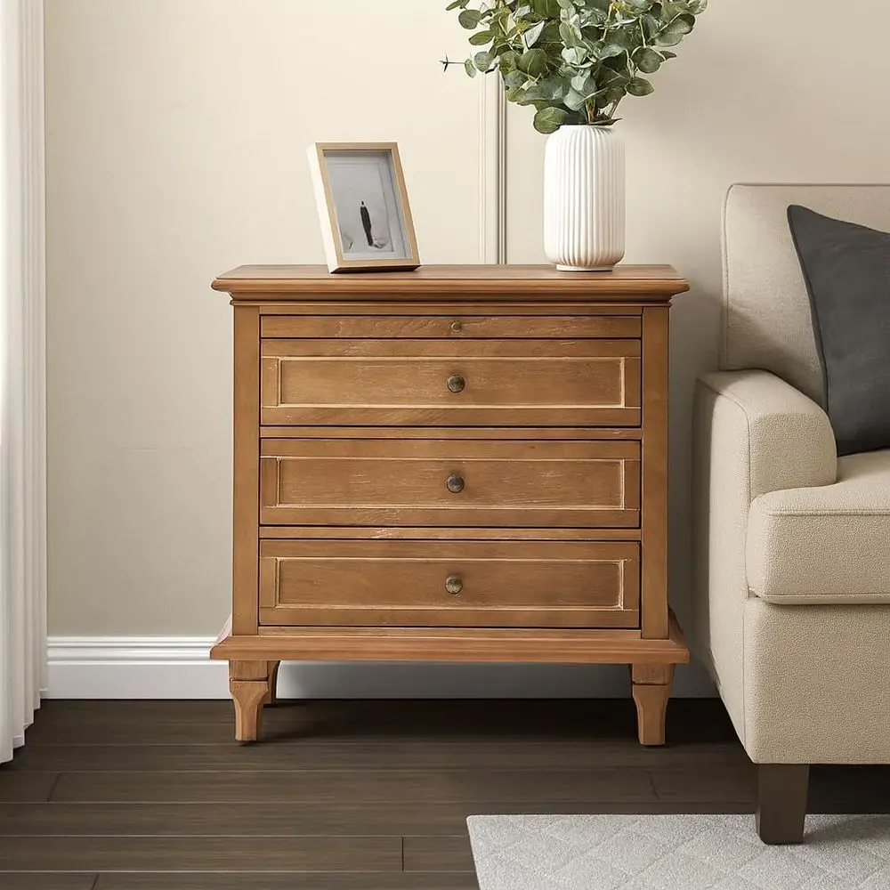 

Solid Wood Legs Tray End Table, Organizer with Wooden Legs, Acorn-Style Charging Station End Table