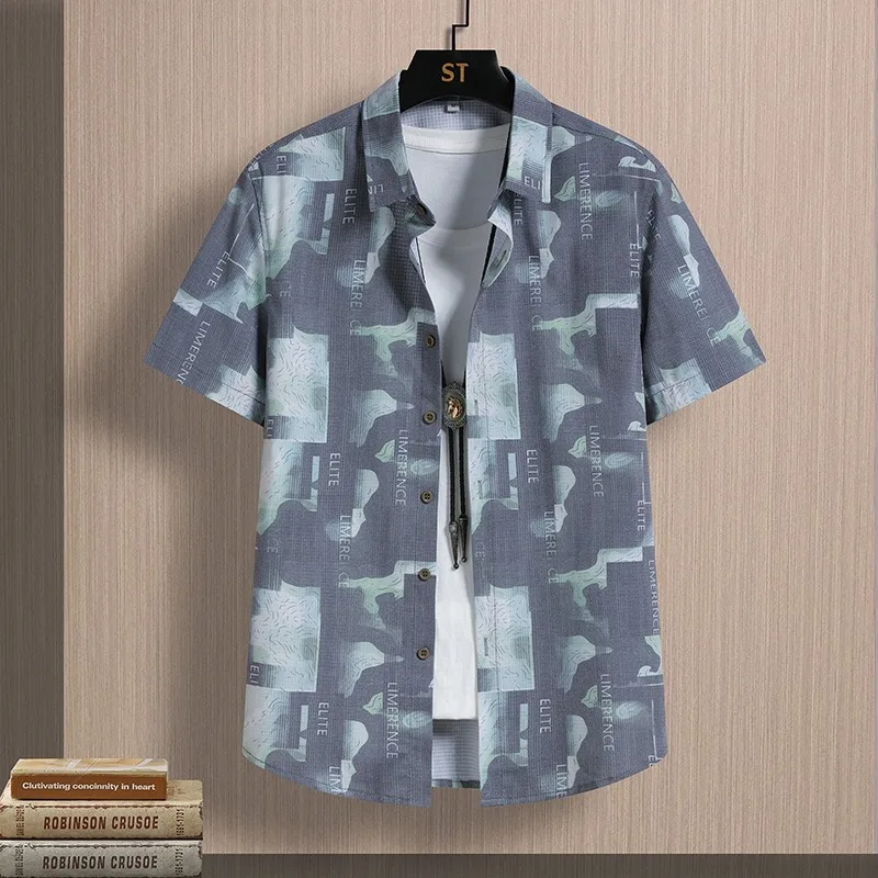 

Men Clothing Summer Bamboo Fiber Short Sleeve Shirt Casual Breathable Comfortable Soft Wrinkle Free T Shirt Fashion Top