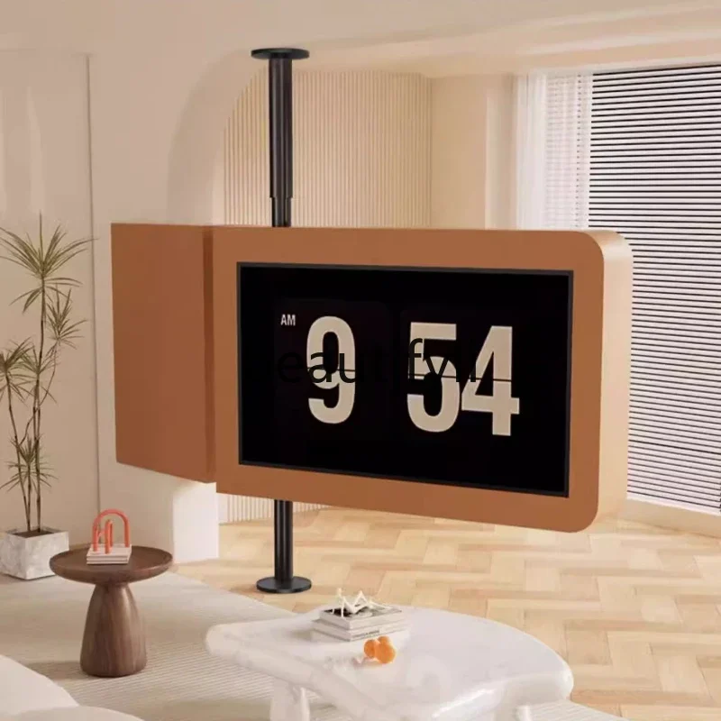 

zzqTV partition 360 degree rotating bracket suspended TV cabinet off-axis column villa living room