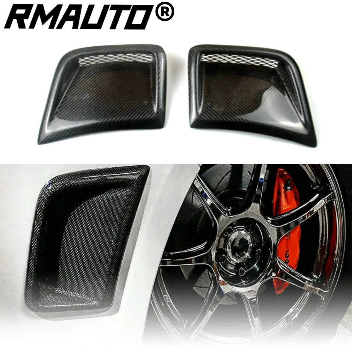 

RMAUTO Real Carbon Fiber Car Front Bumper Side Air Vent Intake Trim Racing Grills Car Accessories For Subaru WRX STI 2008-2014
