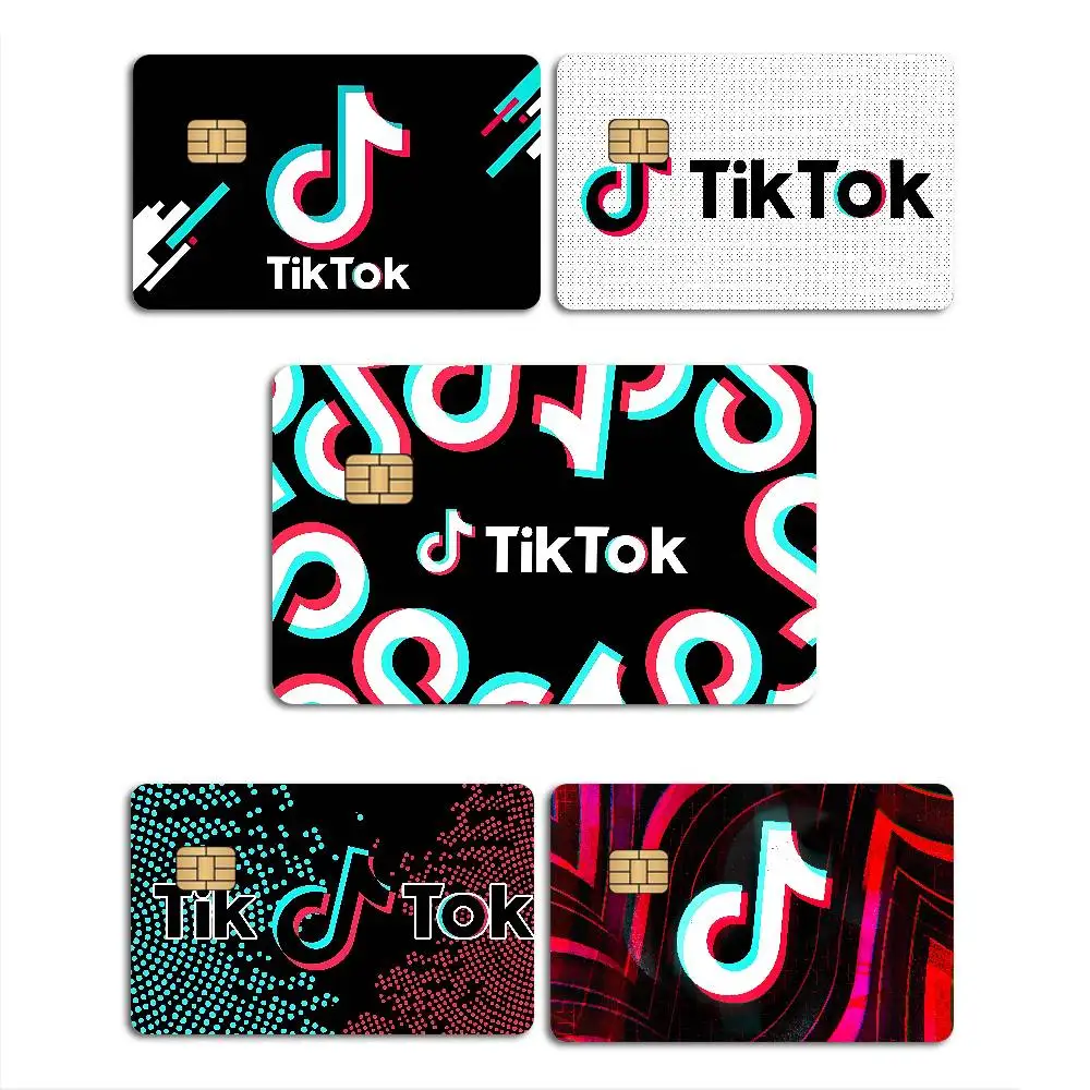 T-TikToks Logo Cartoon Credit Card Skin Stickers for Bank Card Bus Metro Card Sticker Waterproof Women Gift