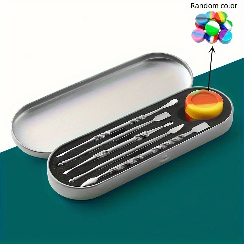 6 pezzi/set, kit cucchiaio multifunzione con custodia/barattolo in silicone, strumento per intaglio, kit per manicure, kit di strumenti per la rimozione del cerume