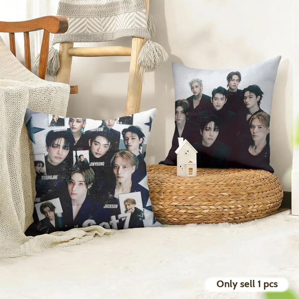 Boy Group G-GOT7-ES Band KPOP Cushion Cover Organic Linen Square Pillow Case Durable Non-Allergenic And Kind To Skin