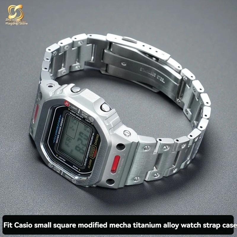 For Casio Small Square Kit DW5600 GW5000 GW-M5610 Series Modified Lightweight Titanium Alloy Stainless Steel Mech Case Strap