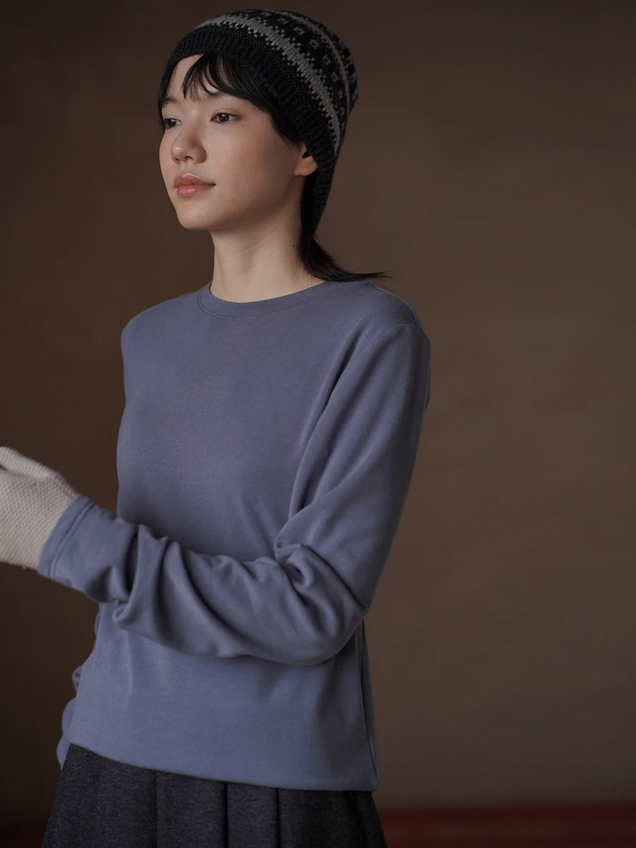 

Hacikis Miss Haizi Long Sve Свободный крой круглый Ne Basic Sle Эластичная приятная для кожи футболка Универсальный топ для похудения для женщин