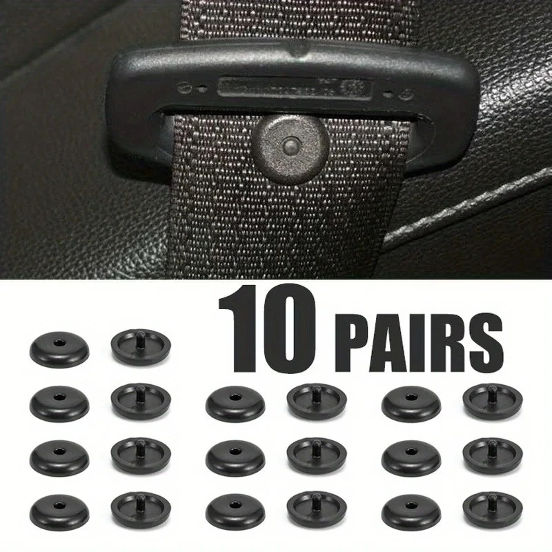 10pcs/set Car Seat Belt Anti-Slip Buttons Universal Black Plastic Seat Belt Limit Clips Decorative Buckles Accessories