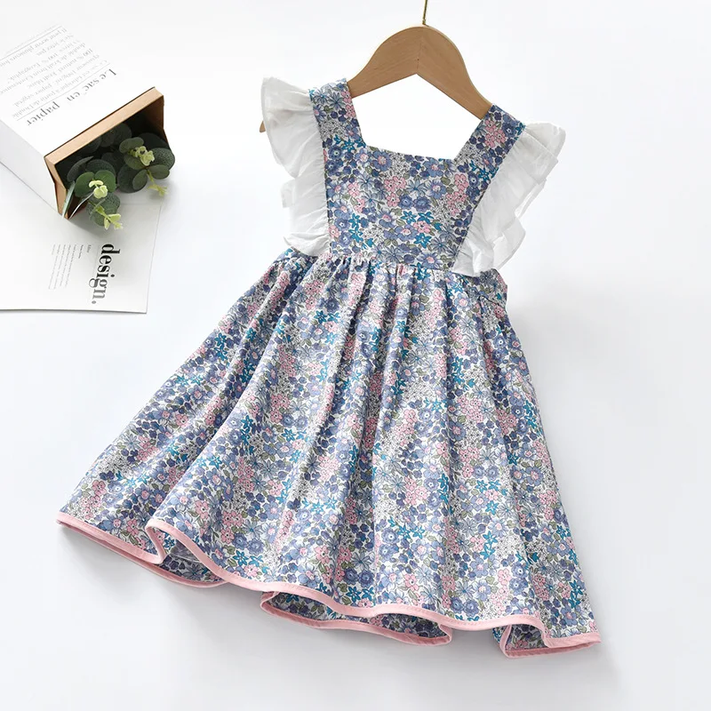 Summer Baby Girl Dress Backless Bow Princess Dress Ruffle Sleeve Full Flower Kid Vest Dress Wedding Party Children Costume A1375