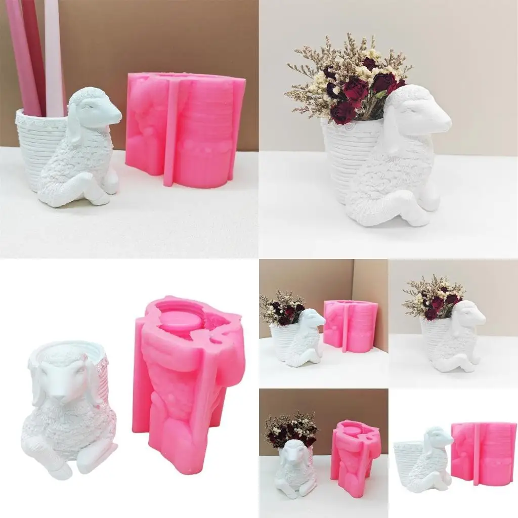 

A52E Cartoon Sheep Vase Silicone Mold For Crafting Pots And Pen Holders