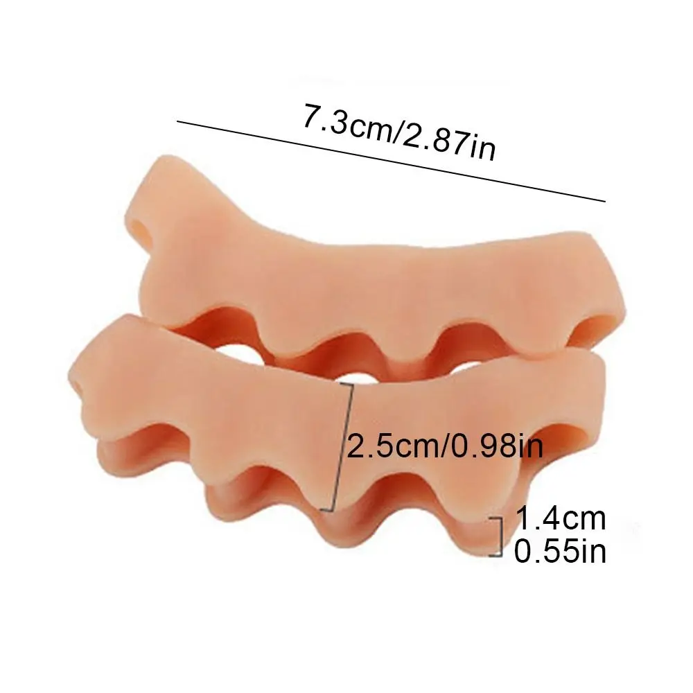 Separador de dedos de los pies de silicona para mujer, Gel suave transpirable para aliviar el dolor de pies, Protector de valgo del pulgar, separador de dedos de los pies, 2 pares