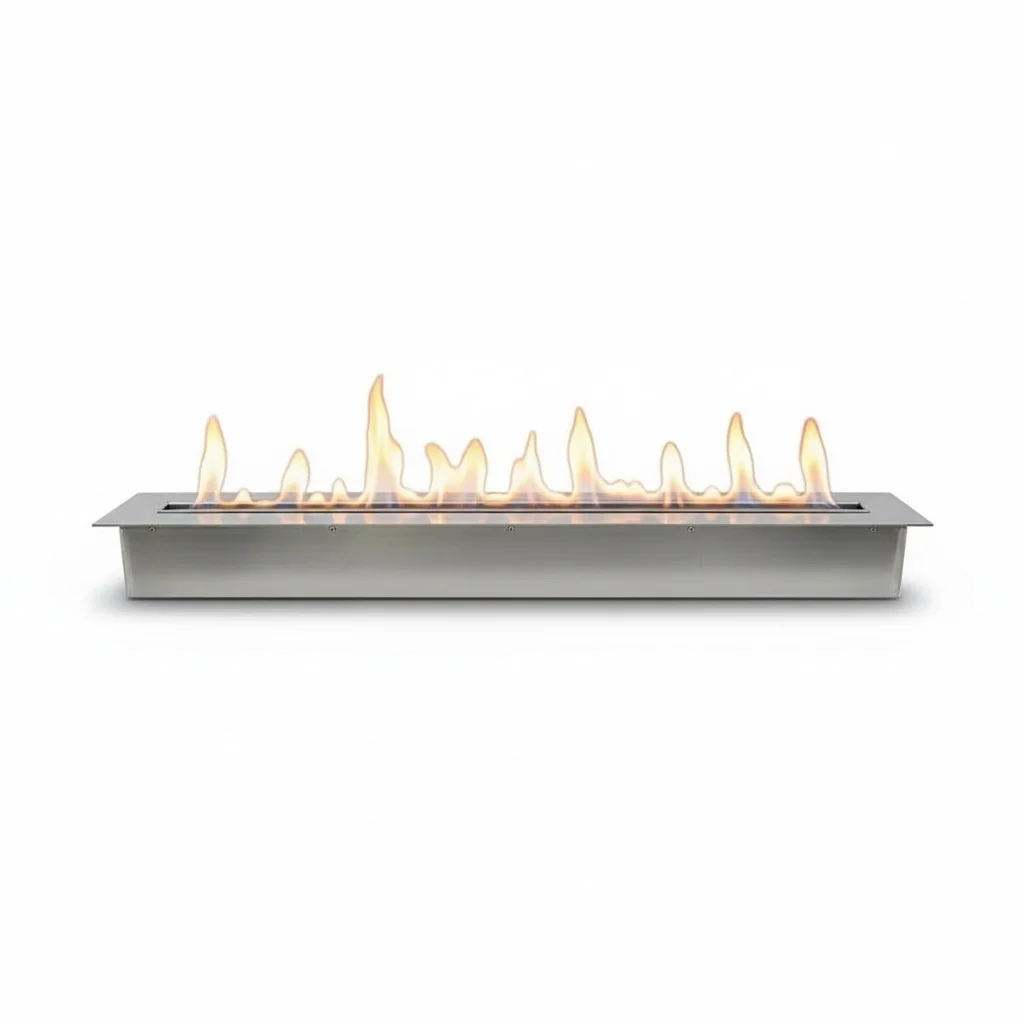 

Bio Ethanol Fireplace, 100cm 304 Stainless Steel Insert, Built-In Remote Control Fireplace Burner, Modern Indoor Fire Stove
