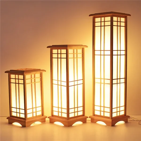 

Modern Japanese Floor Lamp Washitsu Tatami Decor Window Pane Lamp Restaurant Living Room Hallway Lighting Home Design Wood Lamp