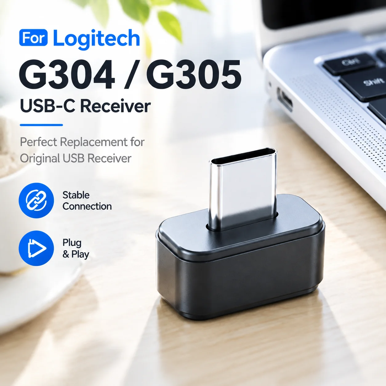 For Logitech G305 G304 Type-C Mouse Receiver Adapter Replacement Type-C Receiver Dongle Plug USB-C Adapter Wireless Gaming Mouse