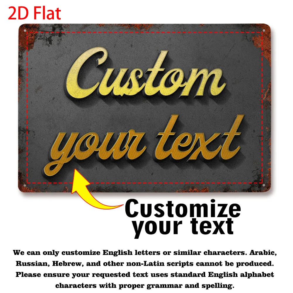 Personalized Tin Metal Sign Faux 3D Style Letters Wedding Bar Cafe Decor Custom Text Accepted