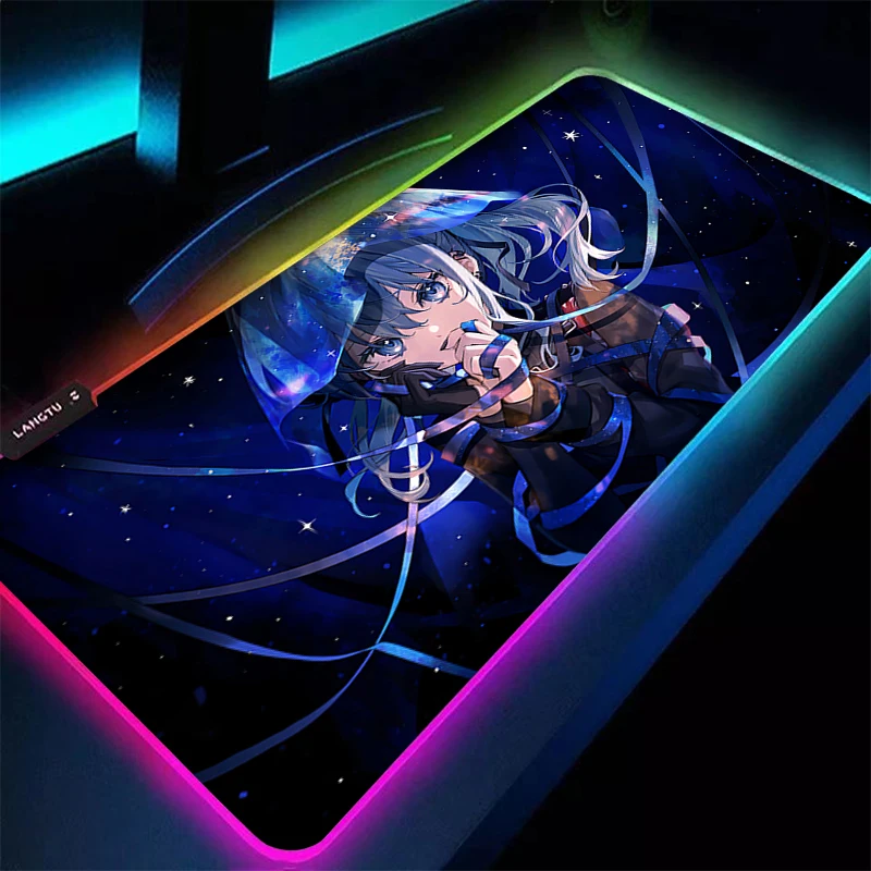 Mouse pad gamer teclado led desktop mouse tapete de borracha tapis souris jogos rgb notbook pc hololive hoshimachi suisei mousepad