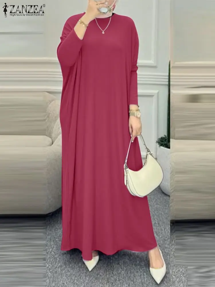 Autumn Maxi Dresses ZANZEA Muslim Women Oversize Sundress Turkey Dubai Abaya Long Sleeve Solid Vestidos Robe IsIamic Clothing