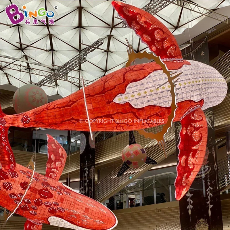 Exquisite Hanging Inflatable Red Whale Model Inflatable Dreaming Whale Ocean Theme Decoration/Display