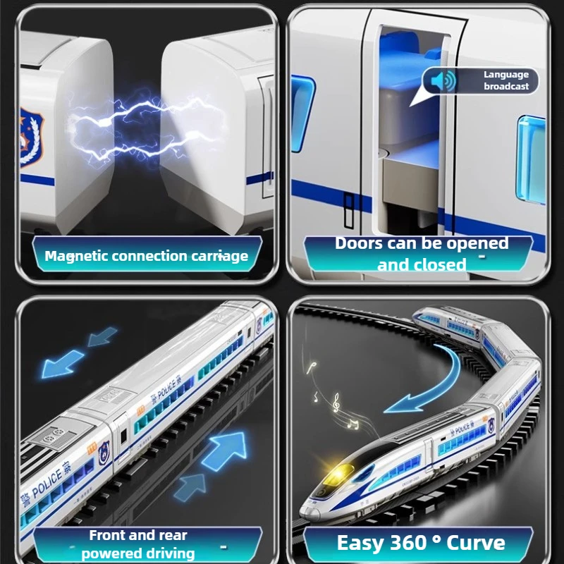 ของเล่นรถไฟไฟฟ้าความเร็วสูงรถไฟของเล่นรถไฟ Fuxing Harmony TRACK ของเล่นรถไฟรุ่น Voice Broadcast สวิทช์ประตูของเล่นเด็กของขวัญ