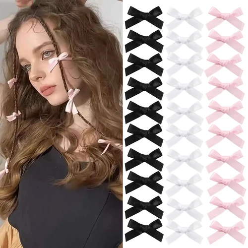 Mini lazo de Color sólido para niños, 5/6/8/10 Uds., con Clip para el pelo, cinta estilo Ballet para niñas, accesorios para el cabello trenzados, venta al por mayor