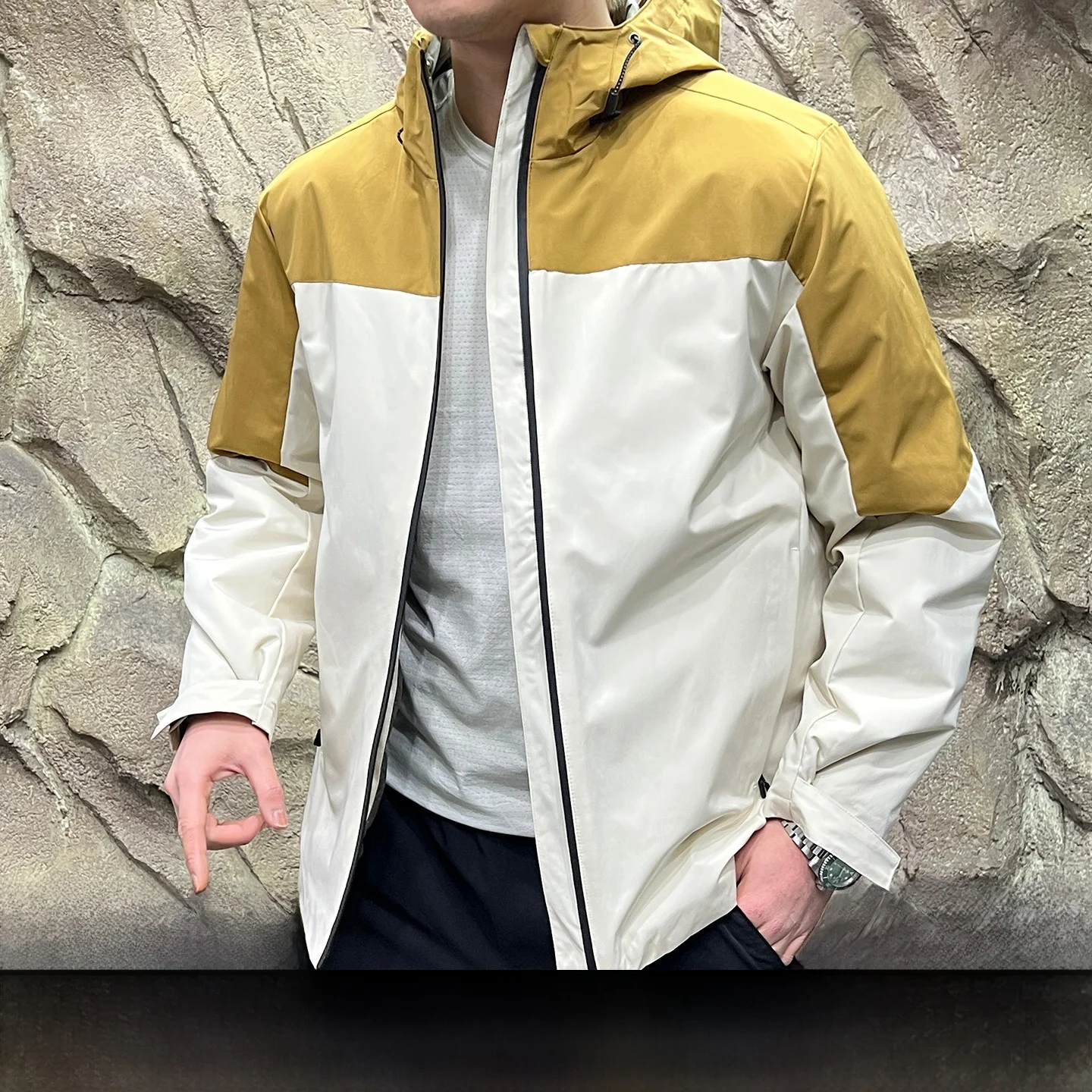 

Outdoor Men's High-Puff Hooded Cotton Jaet Warmth Waterproof Windproof Autumn Winter Faion Stand Fit Casual Wear