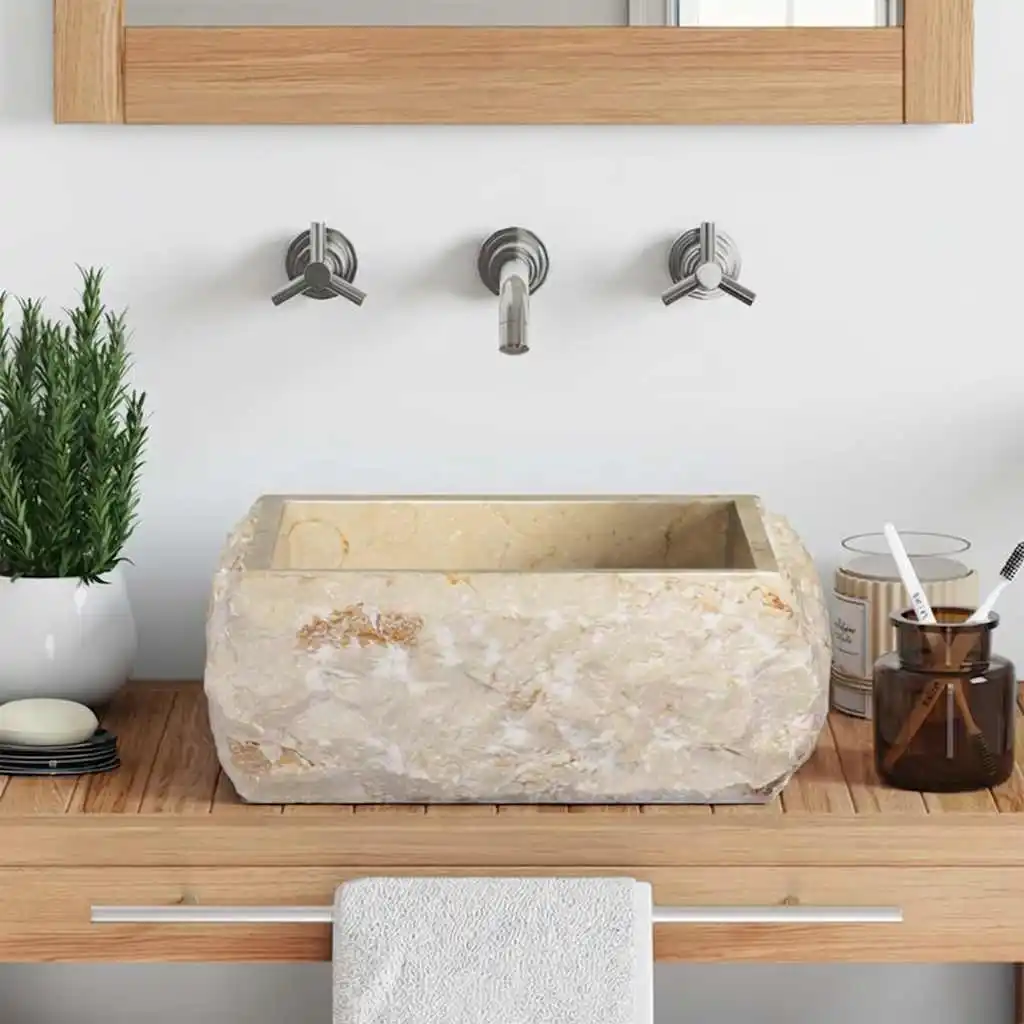 Lavabo Crème 30x30x13 cm Mármol, Apto para todas las baños, duchas y aseos.