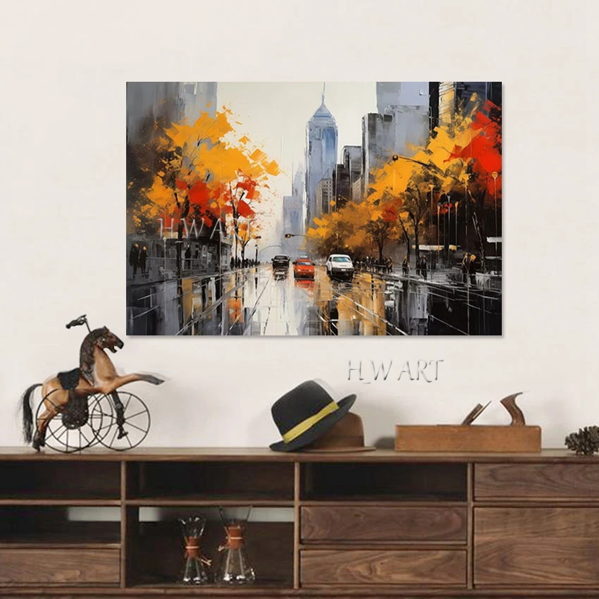 

Canvas Abstract Art,3D Beautiful Picture,Frameless Scenery Painting Artwork,Street Trees on City Road, Modern Acrylic Wall Mural