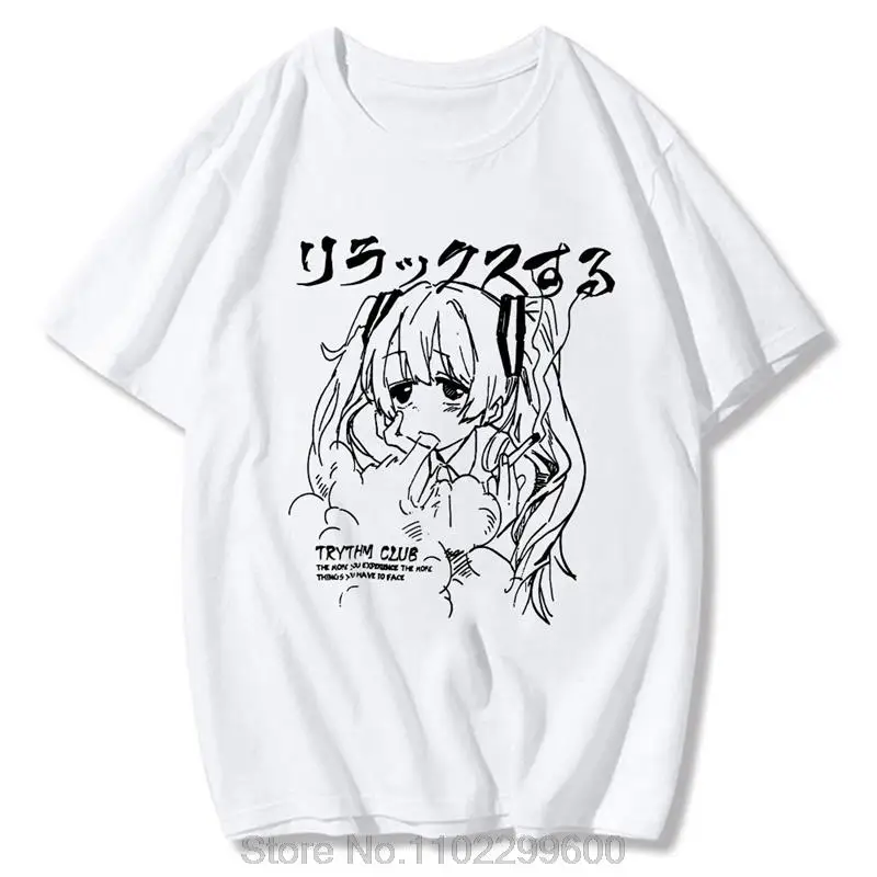 Anime Girl T Shirt Y2k Streetwear Women Men t-Shirt Hip Hop Japanese Aesthetic Tshirt Tees Cotton Print Short Sleeve