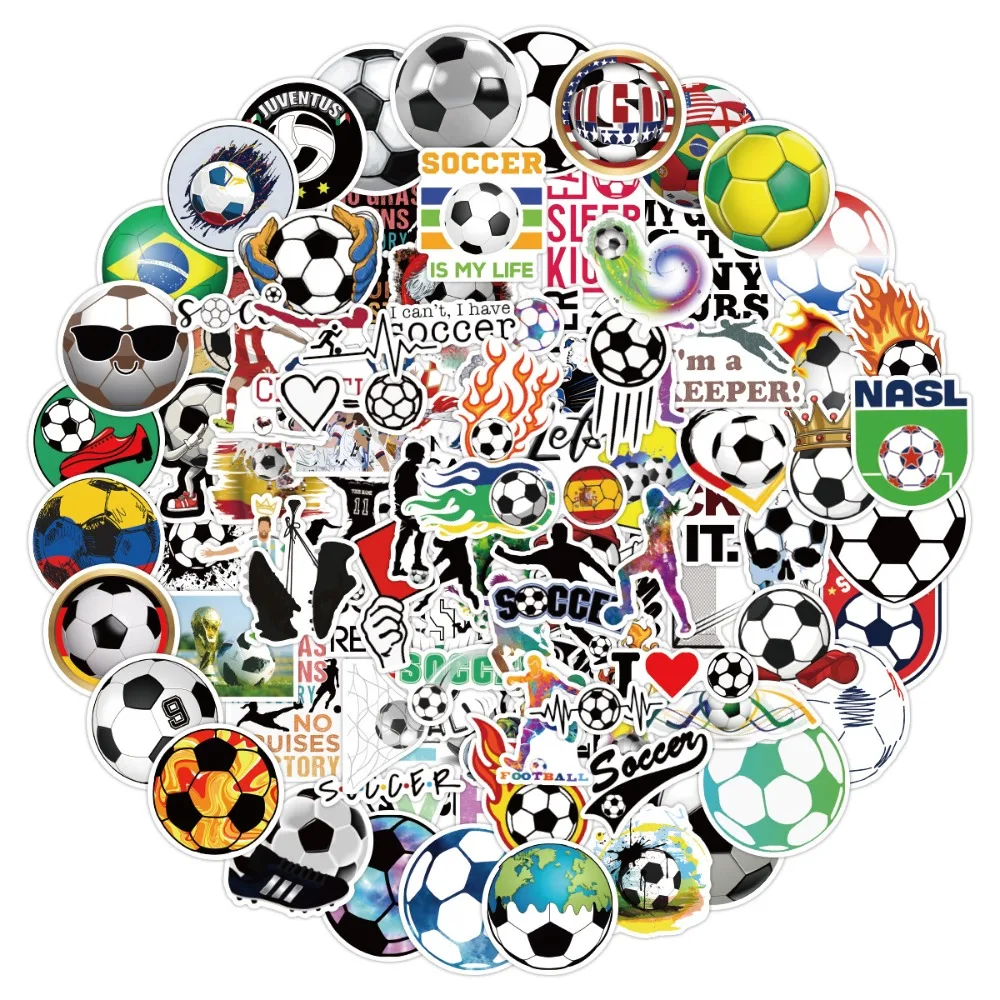 

100PCS Waterproof Soccer Football Graffiti Stickers Trendy Sports Themed DIY Decals Football Party Birthday School Presents