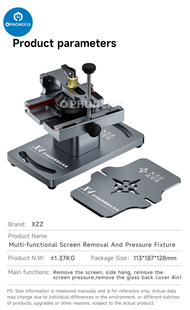 XZZ X4-accesorio multifuncional 4 en 1 para extracción de pantalla, accesorio de sujeción de presión para teléfono, separación de pantalla LCD, eliminación de cubierta trasera de vidrio