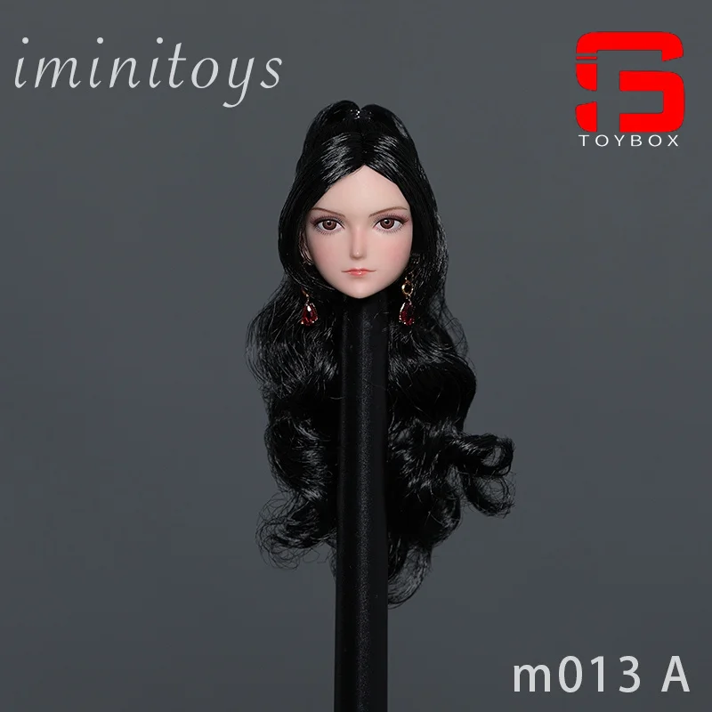 Iminitoys M013 1/6 Anime Girl Cosplay Head Sculpture Carving Model With Earrings Fit 12'' TBL JIAOU Pale Action Figure Body Doll