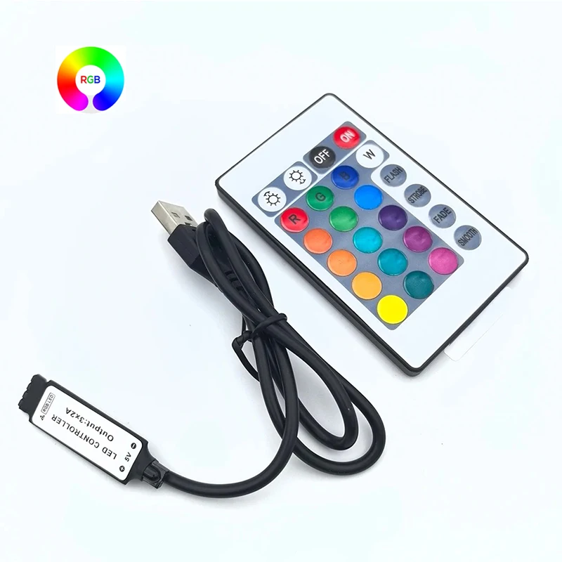 

USB RGB Controler 5V 4Pin RGB Led Controller RGB Led Lights Controller Remote 24key Smart Controller RGB Color Changing