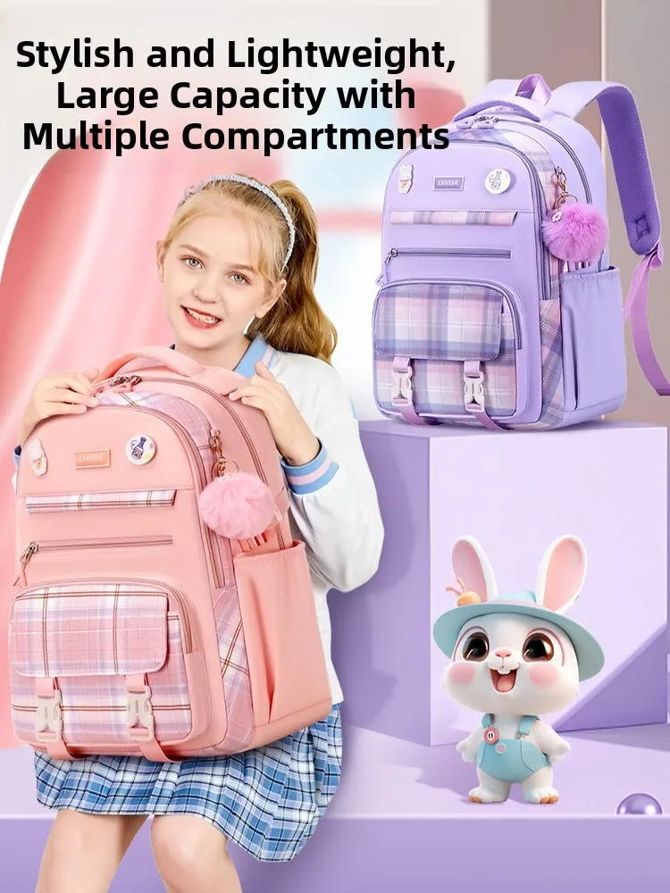 2024 New Large Capacity Waterproof Backpack for Primary And Middle School Students Spine Protection Pressure Relief School Bag
