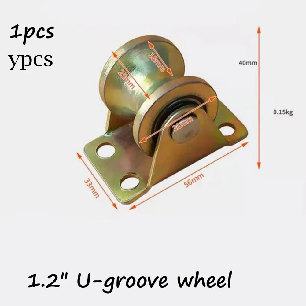 Bloque de polea de acero dorado en forma de U, bloque de polea de una sola rueda con alta capacidad de carga de 441lbs y diámetro de rueda de 31mm