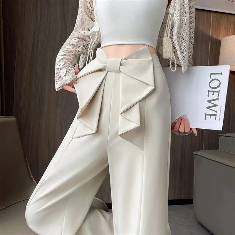 Women Suit Wide Leg Pants 2026 Spring Summer High Waist Loose Straight Trousers M670