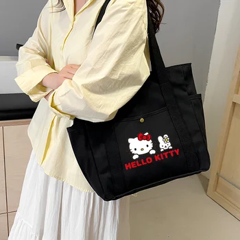 ハローキティ大容量キャンバストートバッグ仕事通勤キャリングバッグカレッジスタイル学生服ブックショルダーショッピングバッグ