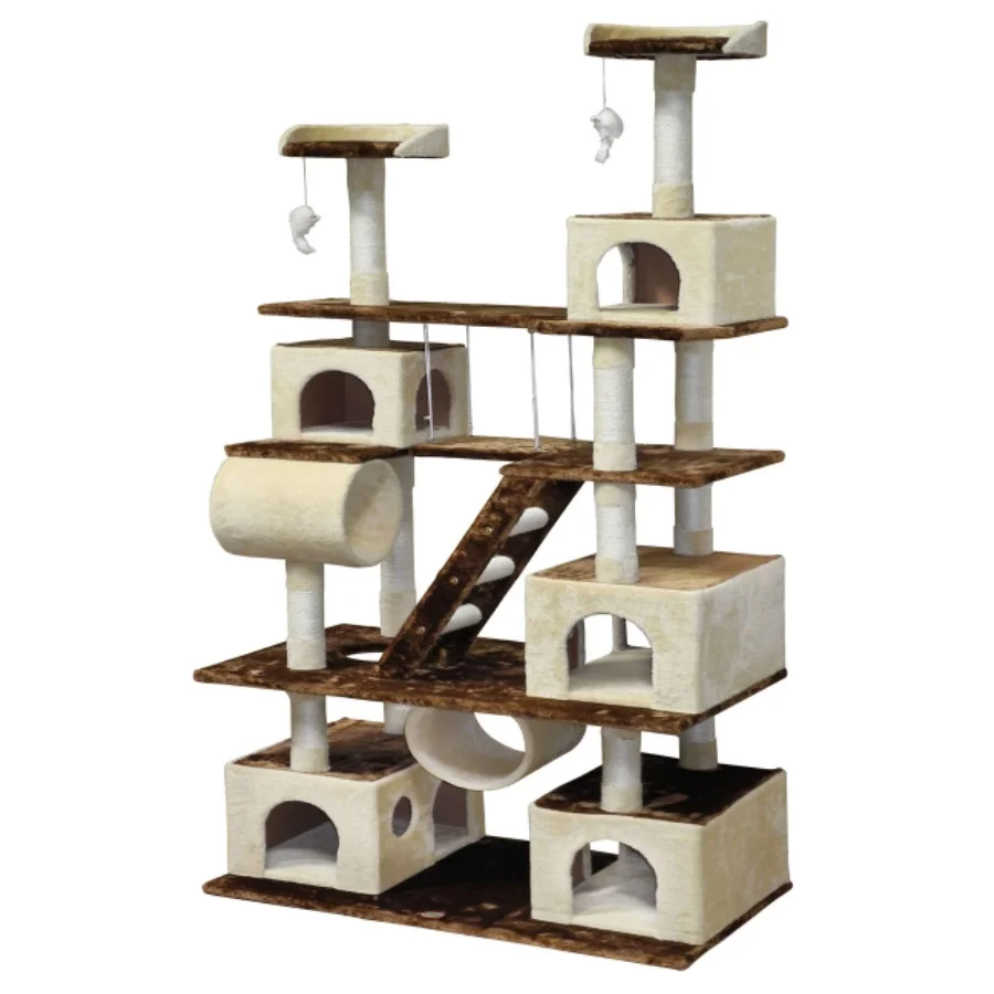 XIANGLONG Cat Tree House Wooden Cat Tower With Sisal Rope Scratching Posts Climbing Scratcher Frame Toy