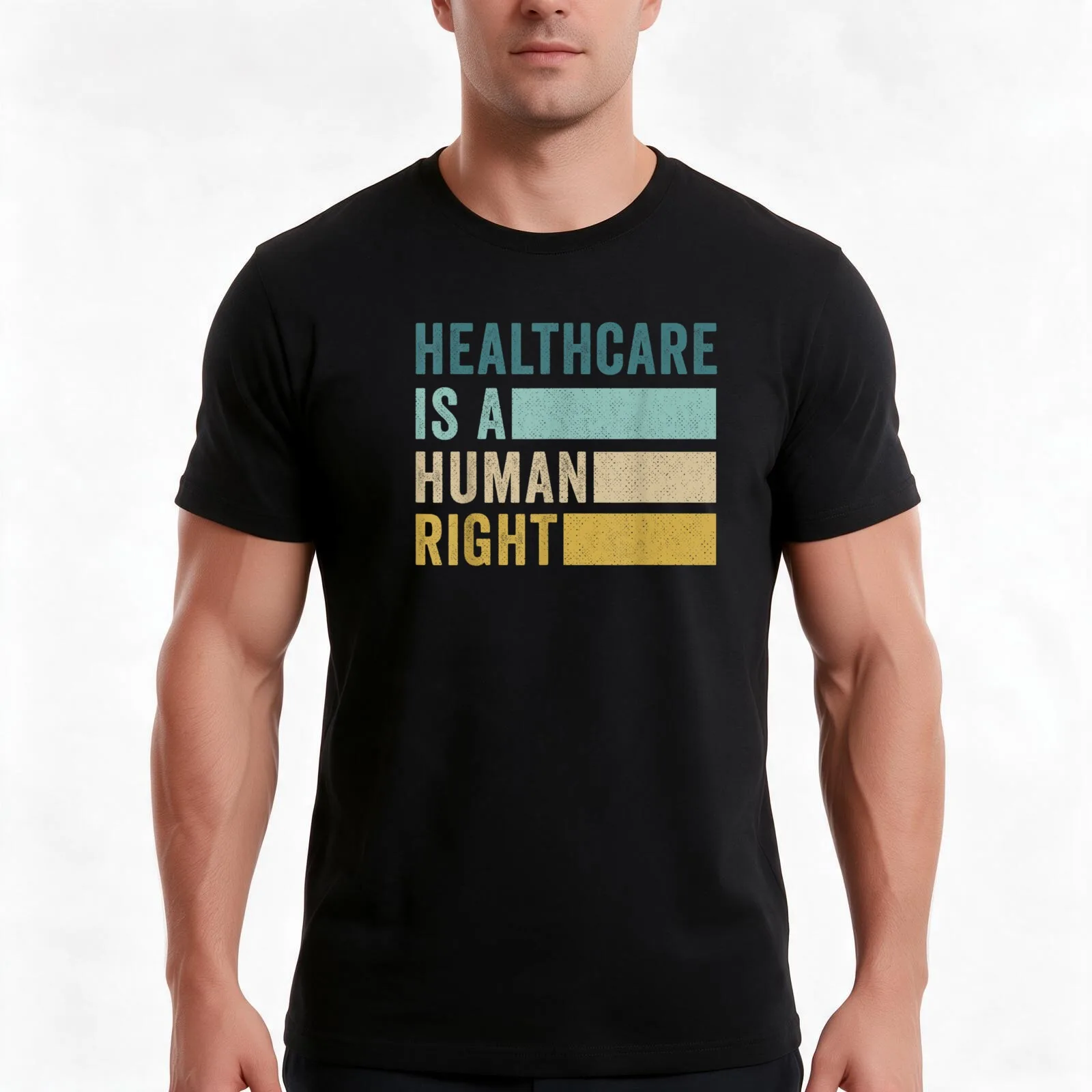 Health Care Is A Human Right bumper sticker car T-Shirt, Summer Casual Cotton Tee, Oversized Streetwear Tops, Unisex Men Women