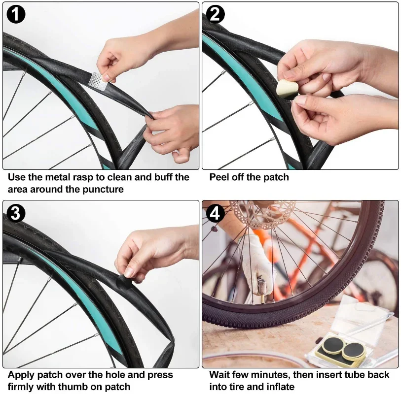 10/30/50pcs remendos de pneus de bicicleta sin pegamento herramienta de parche de neumático de bicicleta sin pegamento adhesivo accesorios de bicicleta de secado rápido