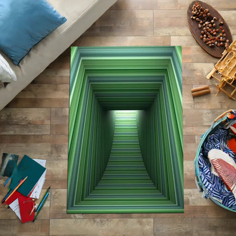 Tunnel Rug, Optical Illusion Rugs Illusion Rug Rectangular Illusion Rug Vortex Illusion Rug 3D Effect for Living Room Rug