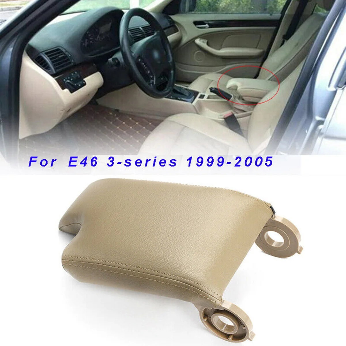 

Portable 1 Piece 51168238230 For NEW Car Center Console Armrest Cover Replacement Kit For BMW E46 1998-2006 LHD Beige