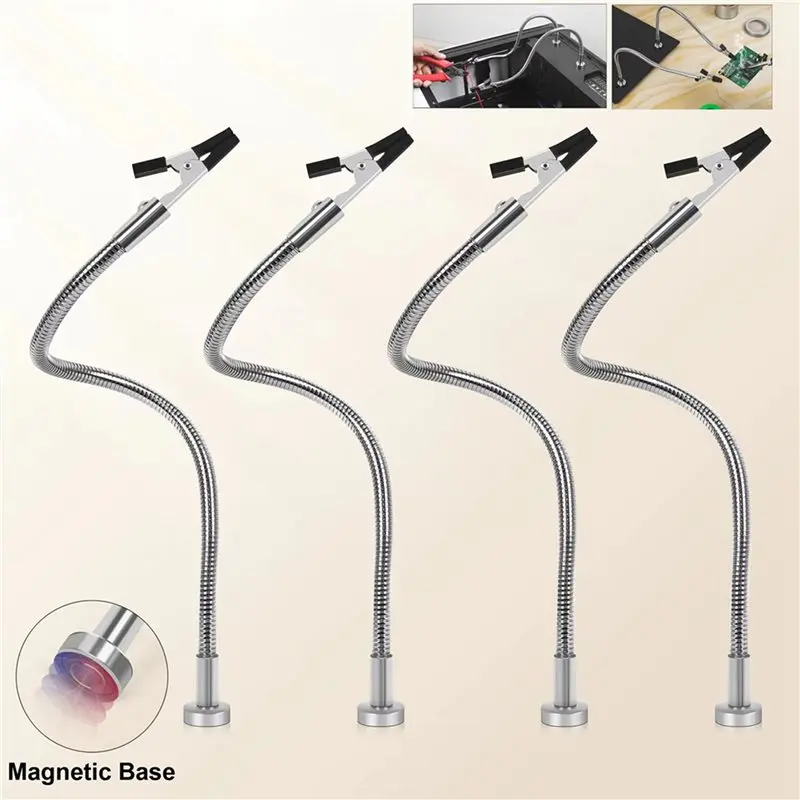 【FLASH DEAL】8Pcs Magnetic Helping Hands Soldering Third Hand Tools Metal Flexible Gooseneck With Alligator Clips Welding Tool