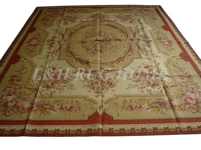 

Free shipping 9'x12' French aubusson carpets hand knotted rugs Woolen French Aubusson Rugs high quality rug