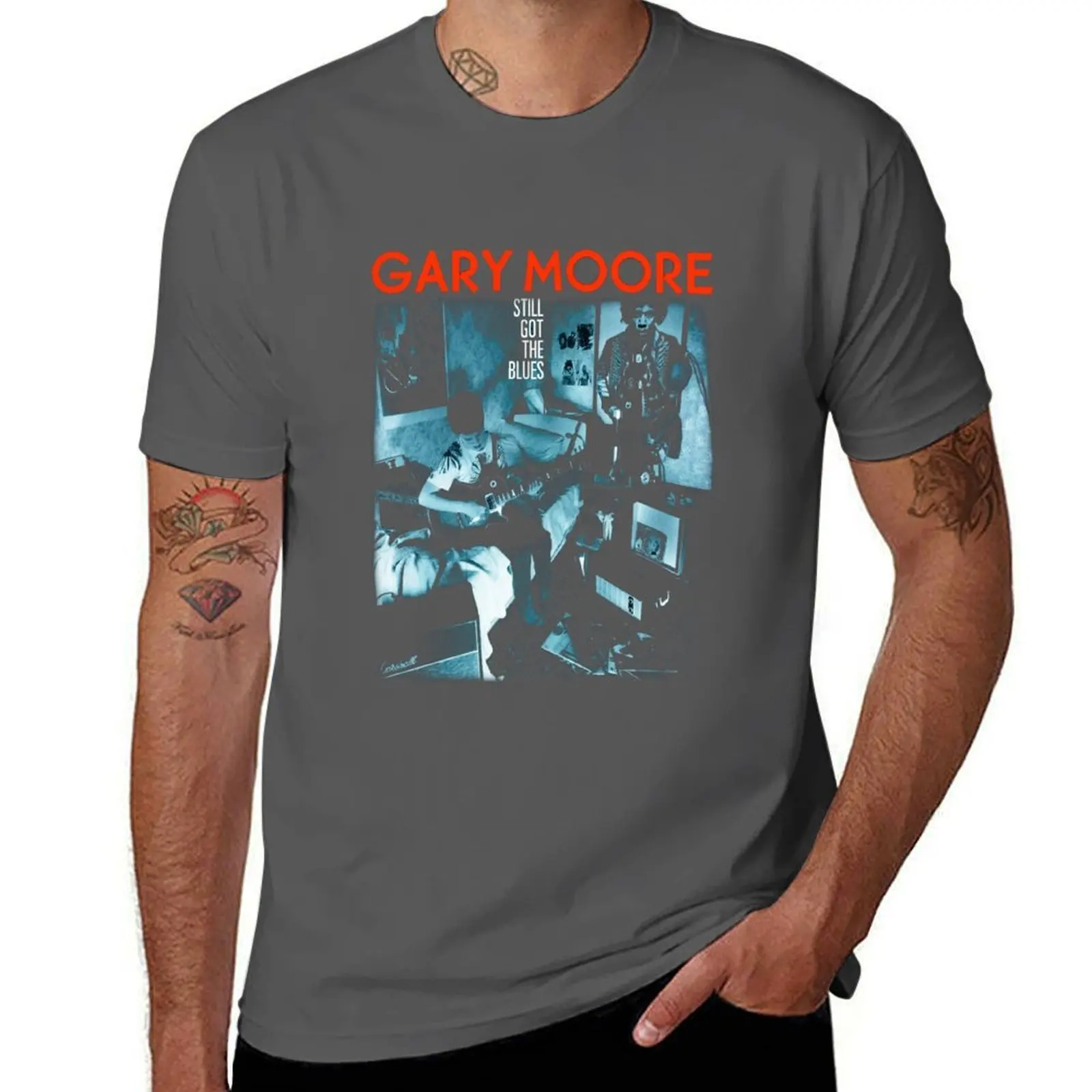 MOORE GARY T-Shirt Vintage Style Printed Top