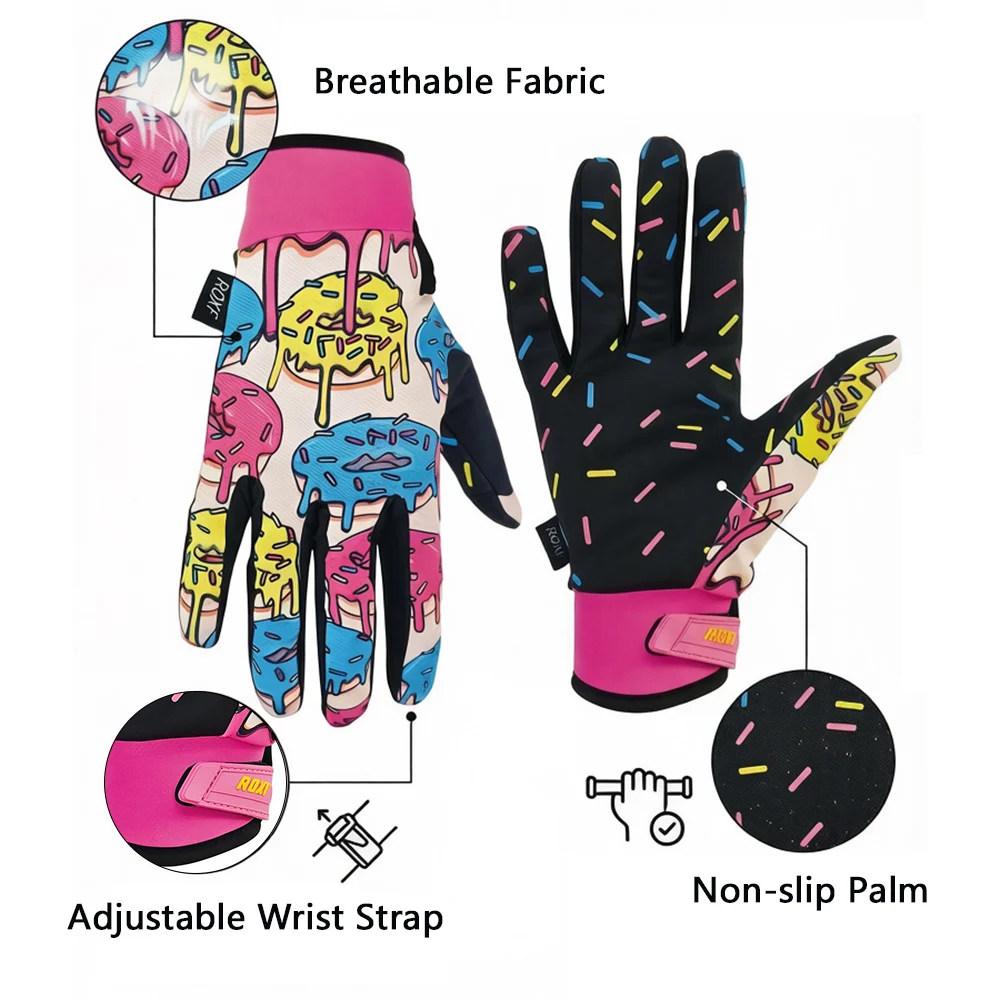 Donut Full Finger Cycling Gloves Anti-Slip Touch Screen MTB Motorcycle Off-Road Riding Glove Parent-Child Breathable Sport Glove