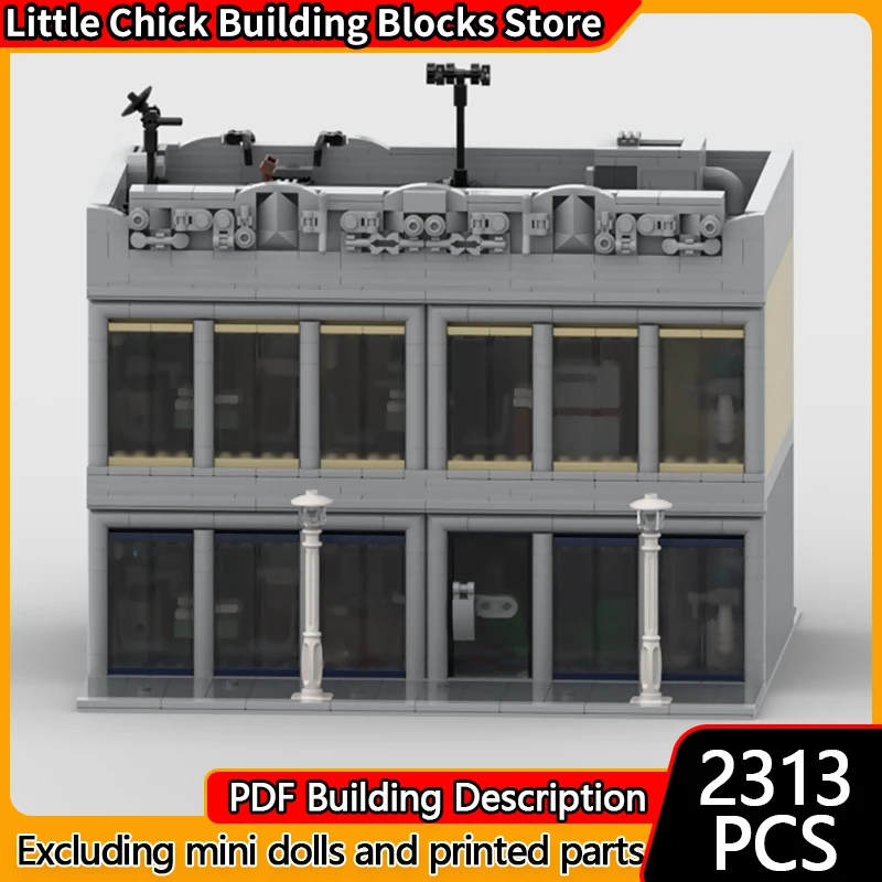 مدينة شارع عرض نموذج MOC قوالب بناء الطوابق بناء المكاتب وحدات التكنولوجيا الأطفال هدايا العيد تجميع لعبة البدلة