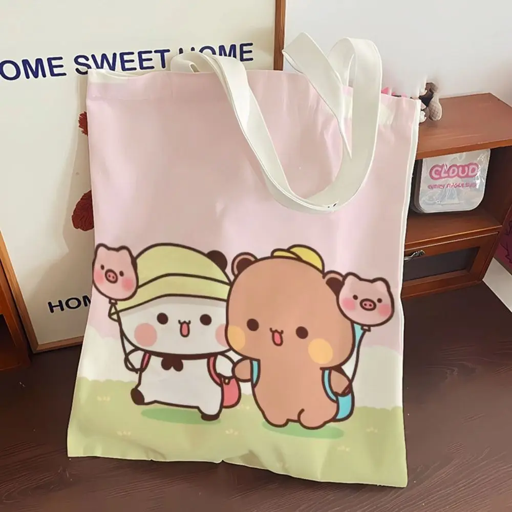 New Large Capacity Cute Tote Bag Bubu Dudu Panda Bear Niche Couple Handbag Class File Bag Portable Cartoon Canvas Bags
