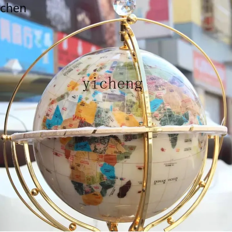 YFY  Globe Floor Ornament Automatic Rotating Globe Living Room Office Nordic Decoration