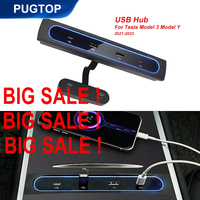 For Tesla Model 3 Y 2021 2022 27W Quick Charger USB Shunt Hub Intelligent Docking Station Car Adapter Powered Splitter Extension