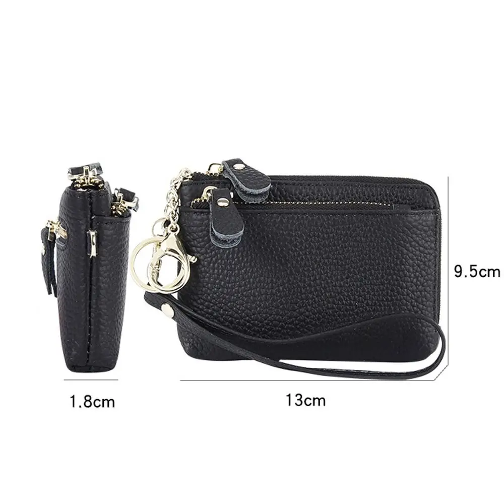 Fashion Cowhide Women Wallets Multi Functional Multi Card Slots Wallet Solid Color Zipper Purses